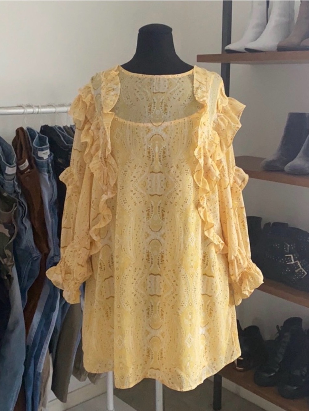 Forever 21 Yellow Paisley Mini Dress Size Medium New With Tags
